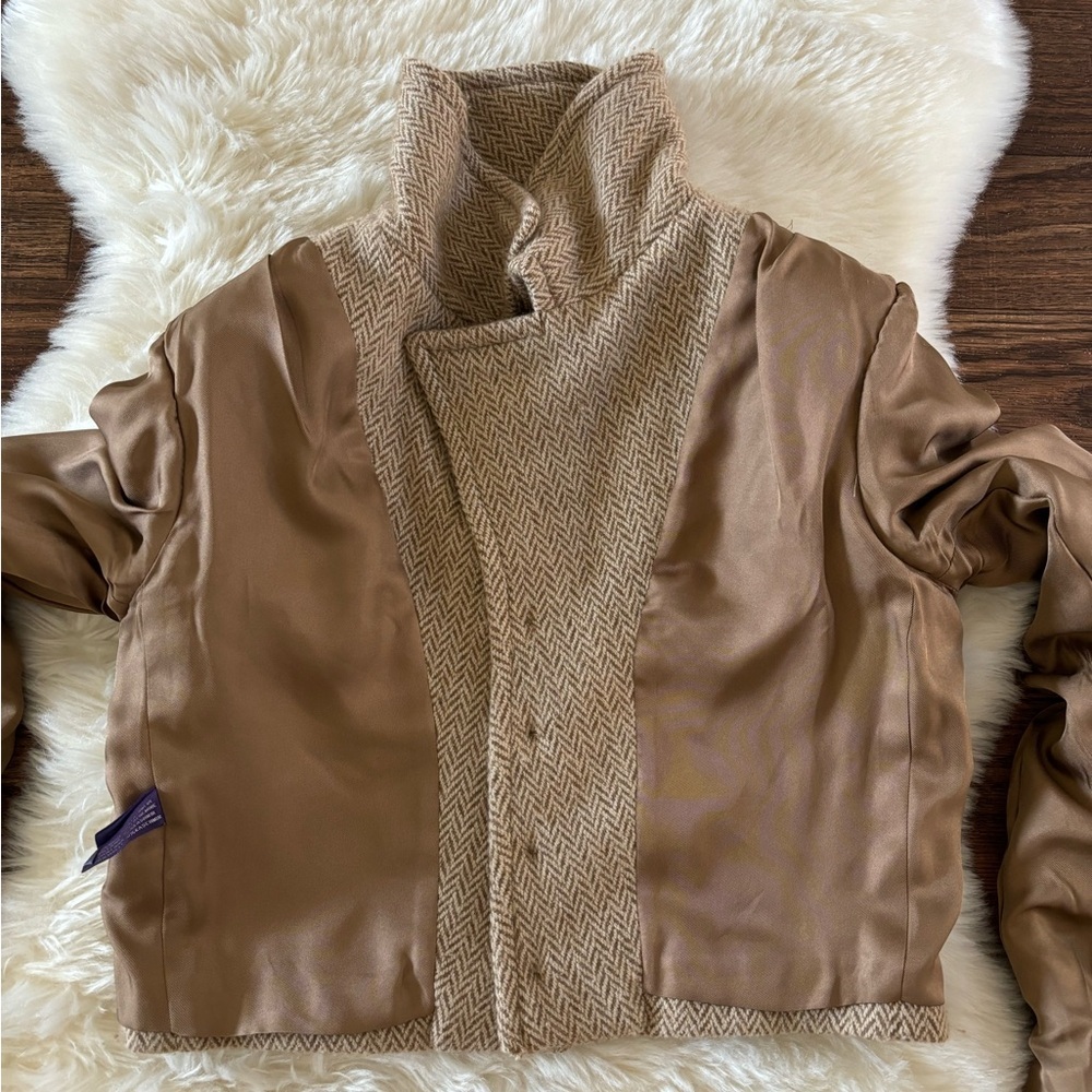 Ralph Lauren Purple Label Cropped Wool Cashmere Herringbone Blazer Jacket - Picture 10 of 15